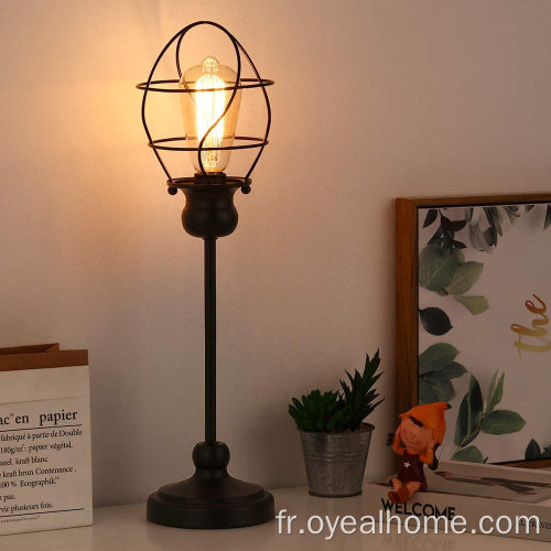 Lampe de bureau géométrique avec cage métallique